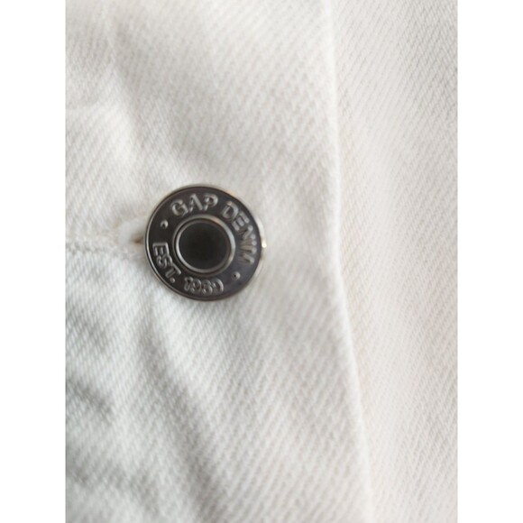 Gap Womens Optic White Denim Jacket Medium Long Sleeved Pockets Classic Y2K - Picture 8 of 8